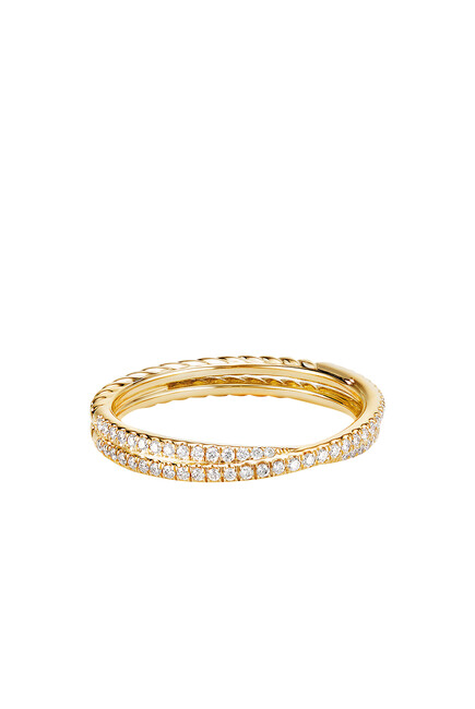 Crossover Micro Pavé Ring, 18k Yellow Gold & Diamonds 